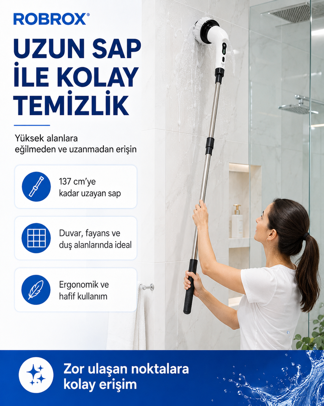 ROBROX™ X9 Pro – Yeni Nesil Elektrikli Temizlik Fırçası 9 Başlıklı